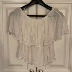 White Holding Horses off the shoulder top
